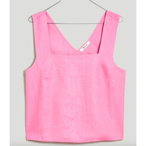 Madewell Tops - Madewell 100% Linen Cross-Back Sleeveless Tank Top | Womens 8, Pink New!